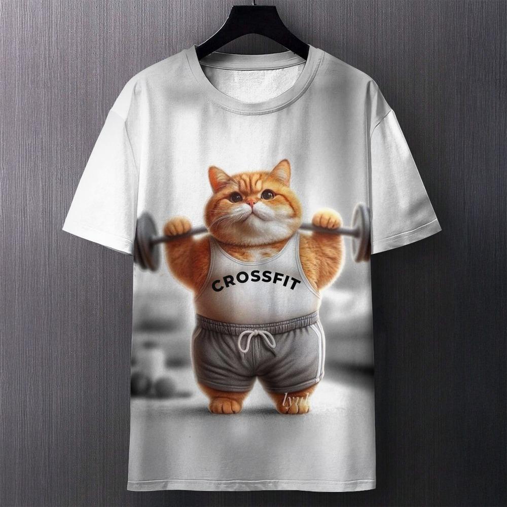 3D T-shirt Men's Cat Printed Comfortable Short Sleeved Comfortable Versatile T-shirts Fashionable