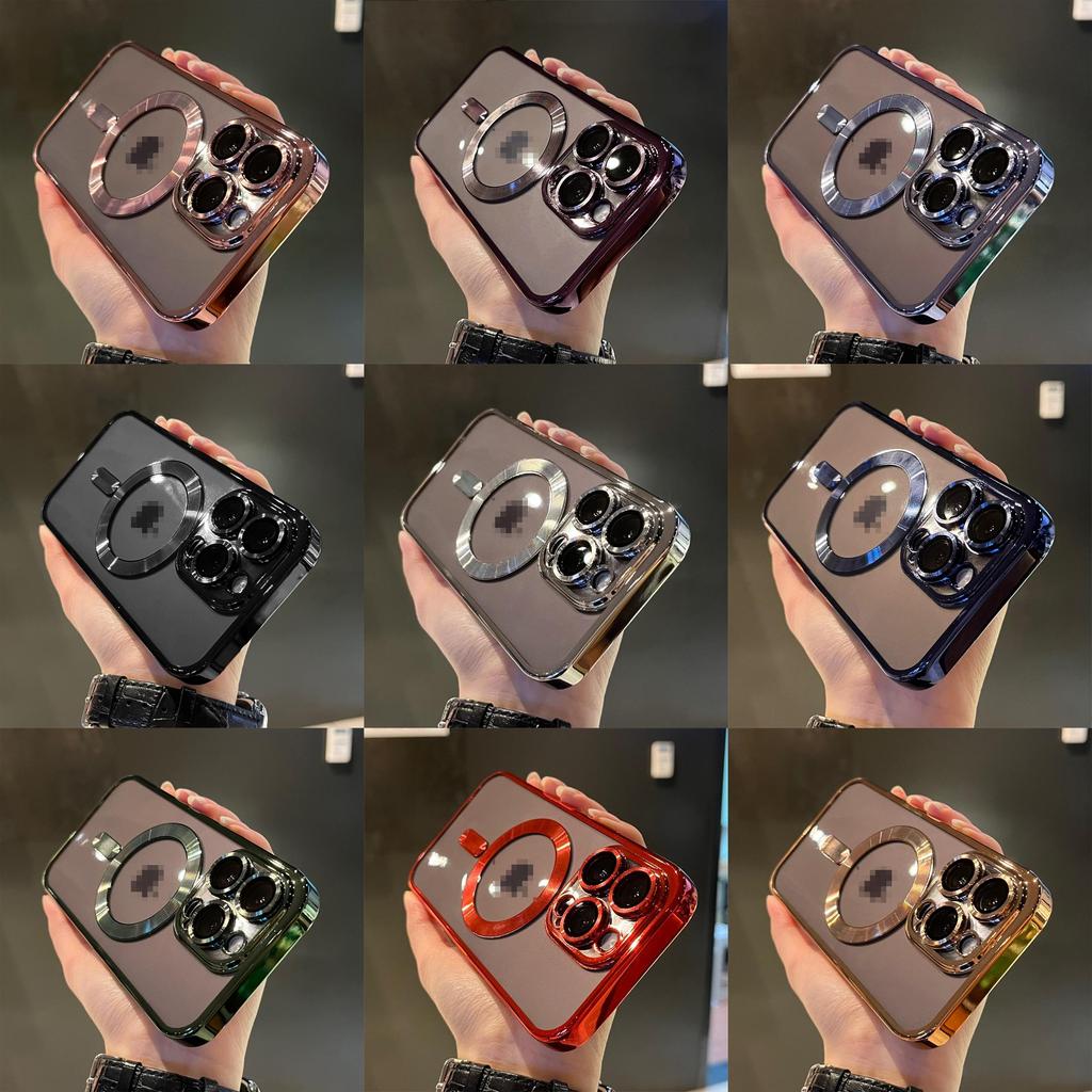 15 For Iphone Promax Magnetic Plating Clear Wireless Charging Shockproof Cover