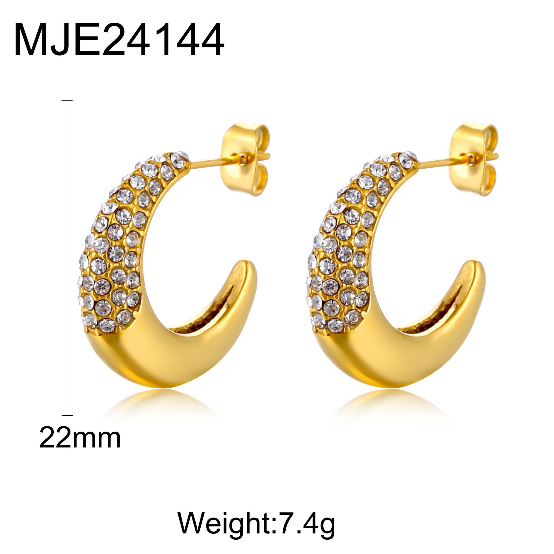 

Trendy Luxury Zircon Pearl Crescent Stud Earrings 18K