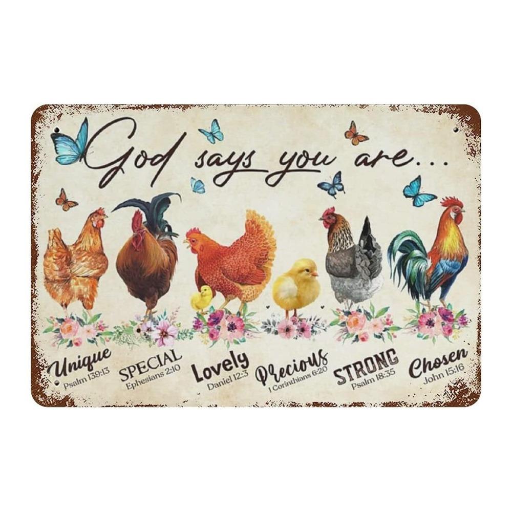 Metal Material Chicken Coop Signs 20 * 30cm Rustic Chicken Coop Accessories Vintage Funny Style Funny Chicken Signs