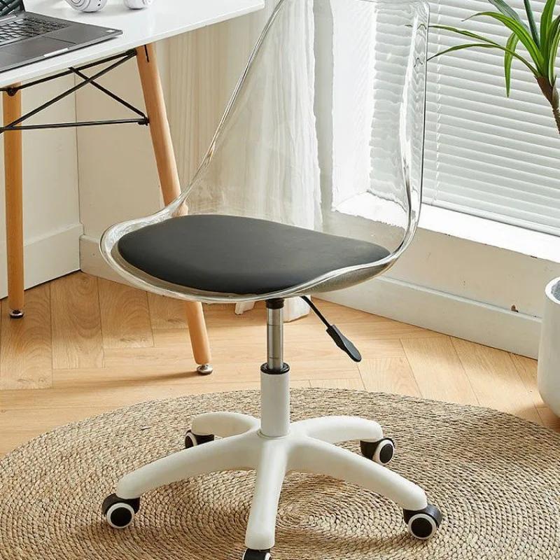 Computer Chair Rotary Wheel Lifting Family Makeup Chair Simple Transparent Small Space Office