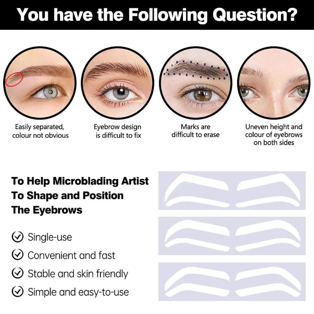 10/30/60PCS Disposable Eyebrow Design Stencil Eyebrow Tint Airbrush Auxiliary Sticker For Brows Shaping With Single