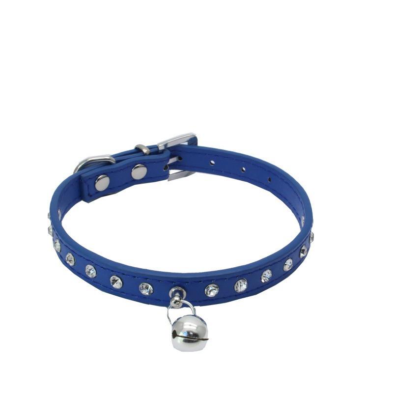 Pet collar Single row diamond bell PU leather Suitable for small and medium-sized dogs and cats Neck collar Pet collar