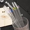 8 Stück Glasstrohhalme mit Schmetterlingsdesign und Bürste 200*8mm Wiederverwendbares Trinkhalm-Set Milchshakes Cocktail Kaffee-Strohhalme Haushalts-Bar-Zubehör