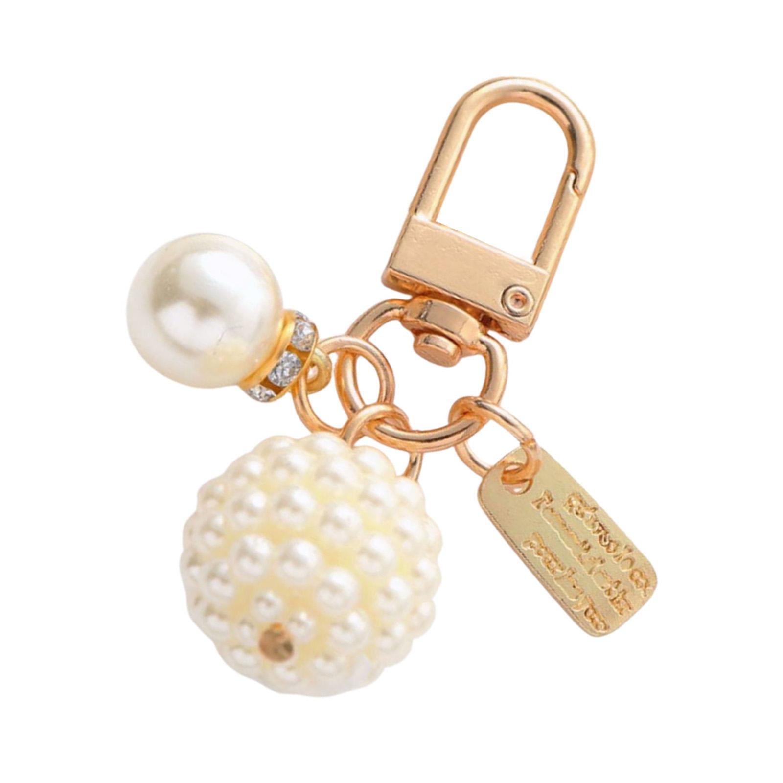 

Модный аксессуар для ключей в виде сердца с жемчугом, прочный брелок в виде сердца с жемчугом и розовым шармом для общественных мероприятий и выходов 2