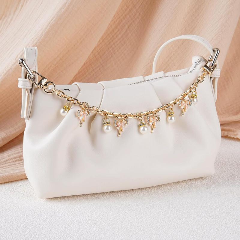 Yogodlns Pink Bowknot Purse Chain Charm Bag Making Materials Chain for Tote Shoulder Bags Handlebag Gold Chains Wallet Pendant