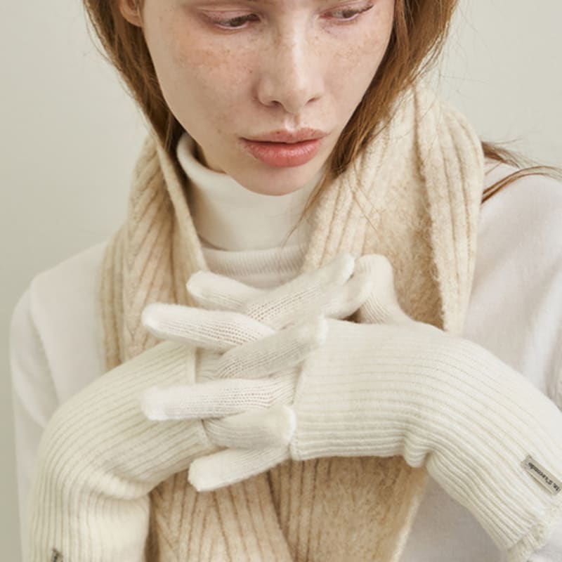 Ssecondo [SET]Wool blended gloves & hand-warmer SET, Bianca_3 colors