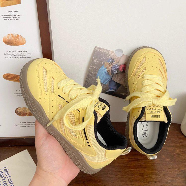 2025 Spring Chic Women's German Double Mesh Sneakers: Ugly-Cute Korean Style Breathable White Sport Shoes