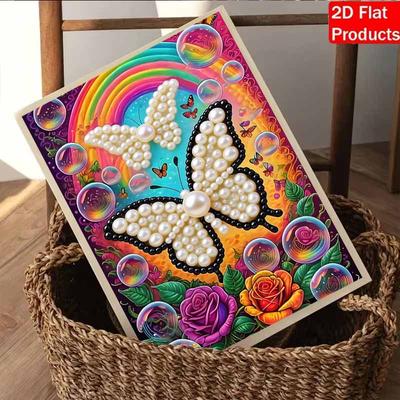 DIY Dancing Butterflies Pearl Diamond Art Kits Without Frame 30x40cm Gem Art Diamond Painting Kits for Adults/Beginners Gift Idea Home Wall Decor