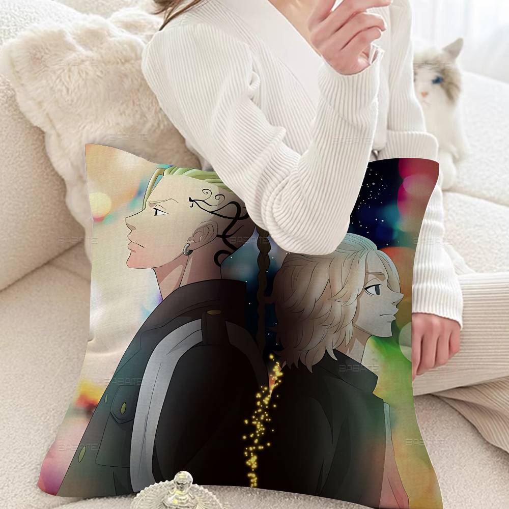 T-Tokyo R-Revengers Pillow Covers Cartoon Sofa Decorative Home Double-sided Printing Short Plush Cute Cushion Cover