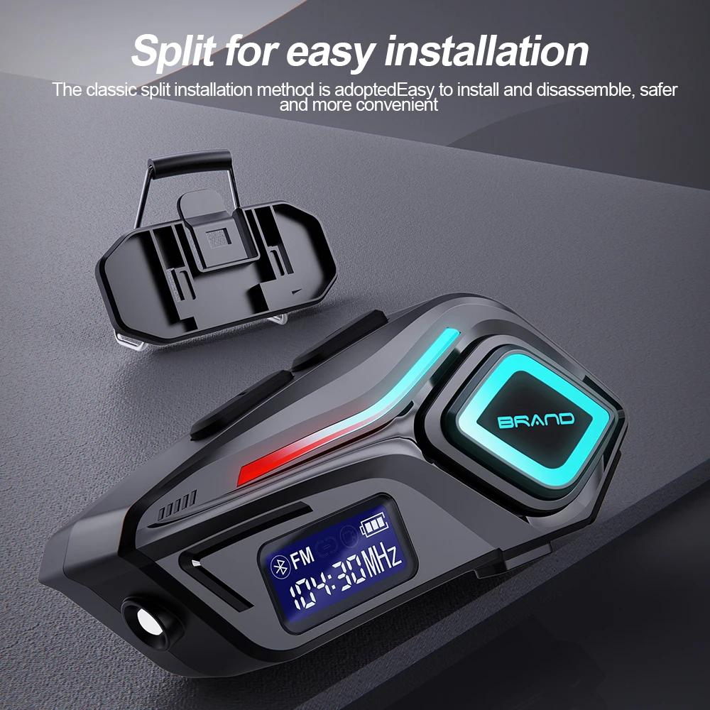 K08 Universal Motorcycle Helmet Headset Hands-Free Calling Bluetooth 5.4 IPX8 Waterproof FM Radio 2in1 Mic Wireless Earphone