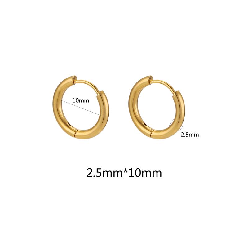 10pcs Stainless Steel Small Hoops Earring Piercing Ear Cartilage 8-20mm Women Men Stainles Steel Round Circle Pendientes