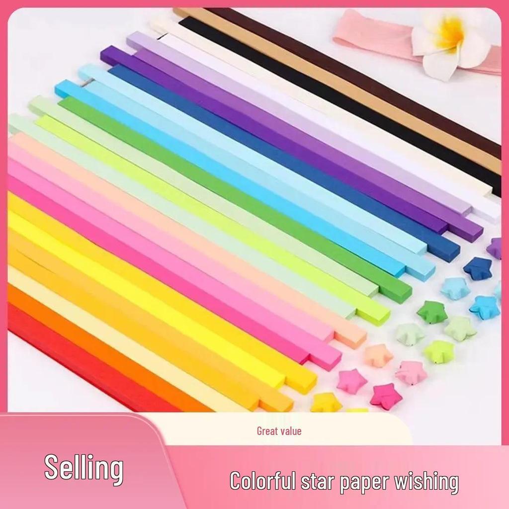 Gradient Color Origami Star Strips for Children - Handmade Paper Pentagram for Lucky Star Bottle