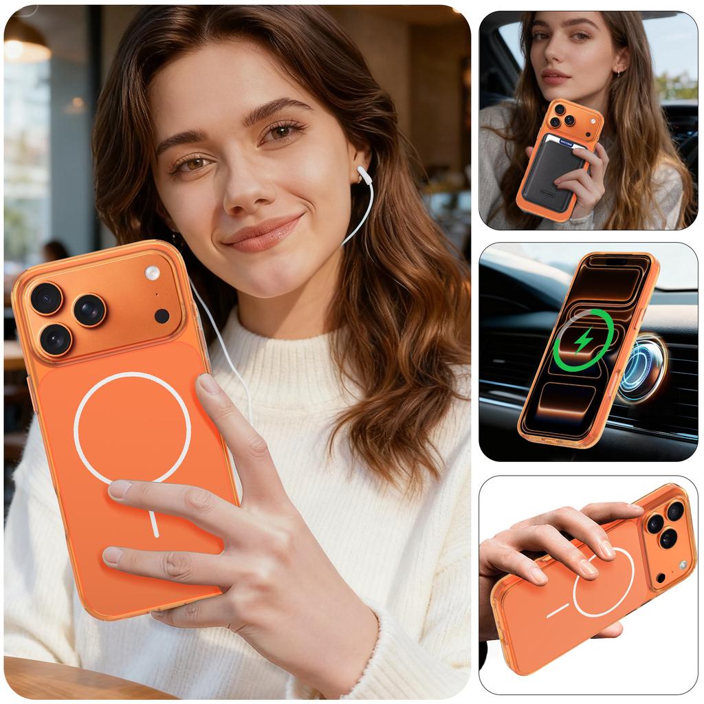 For IPhone 17 14 15 16 Pro Max Air Plus Transparency Wireless Charging Magnetic Phone Case with Tempered Film Protective Cover