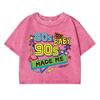 80 90S Hip-Hop Music Printing Female Washed Short T Shirt Summer Casual Tshirt Street Clothes Fashion Loose Distress Tee