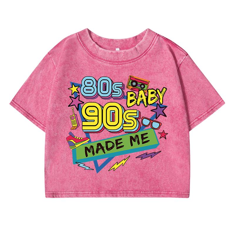 80 90S Hip-Hop Music Printing Female Washed Short T Shirt Summer Casual Tshirt Street Clothes Fashion Loose Distress Tee
