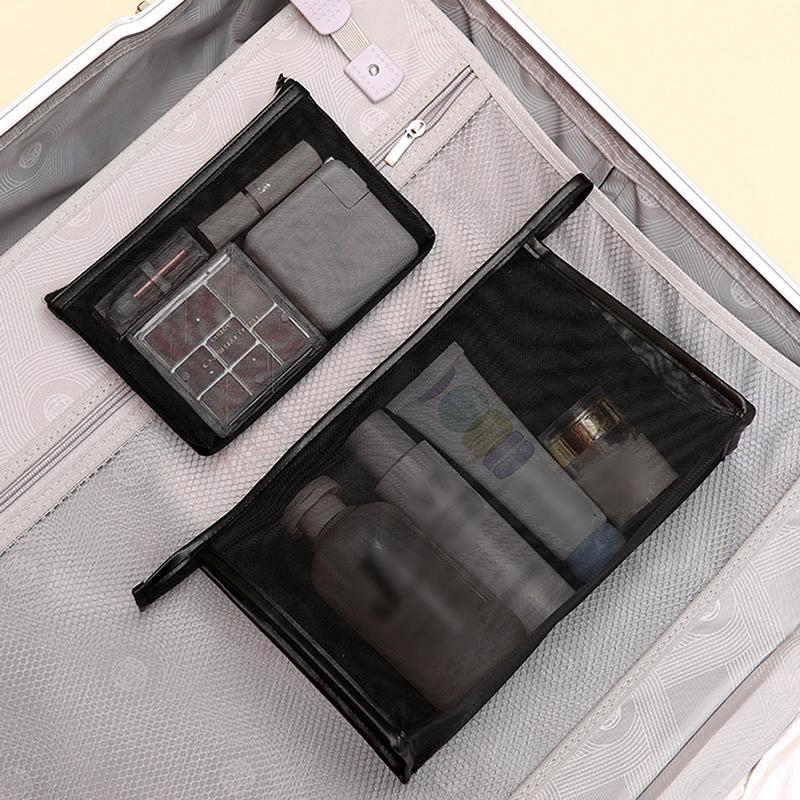 1 Pc For Offices Travel Storage Bags Toiletry Bags Makeup Pouch Women's Bag Mesh Makeup Bags Black Mesh Zipper Pouch