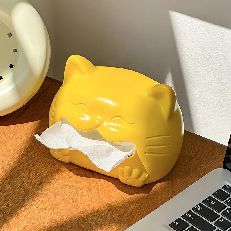 Caixa de Lenços Gato Rosto Sorridente Fofo Decoração de Mesa de Centro para Sala de Estar Caixa de Papel para Guardanapos Caixa de Lenços Doméstica
