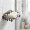 Self Adhesive Wall Mounted Soap Rack Rustproof Self-Draining Soap Dish Shower Storage