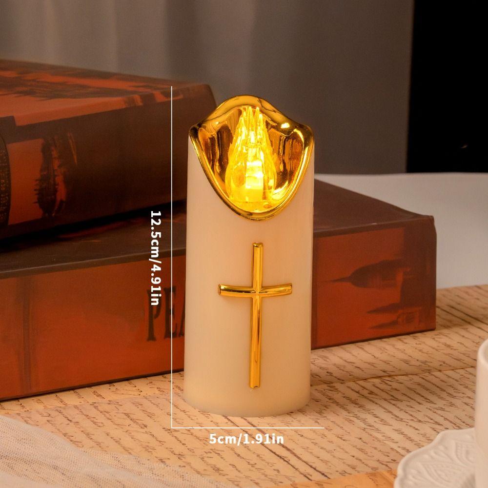 Resuable Christian Cross Candles Waterproof Realistic Flame Candles  Church Use
