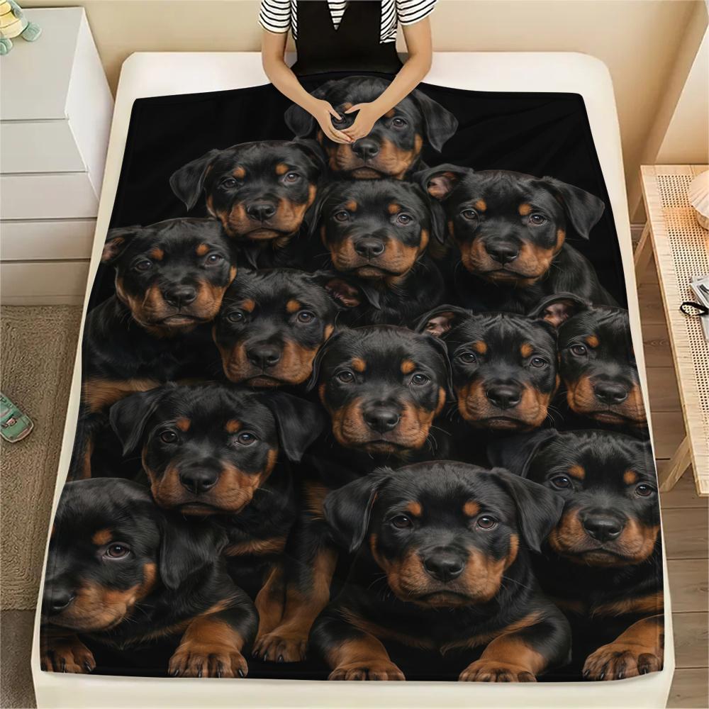 Stacking puppies Print Flannel Blanket,High quality Comfortable for All Seasons,Home Decor,Warmth and Comfort,Perfect for Christmas Gifts
