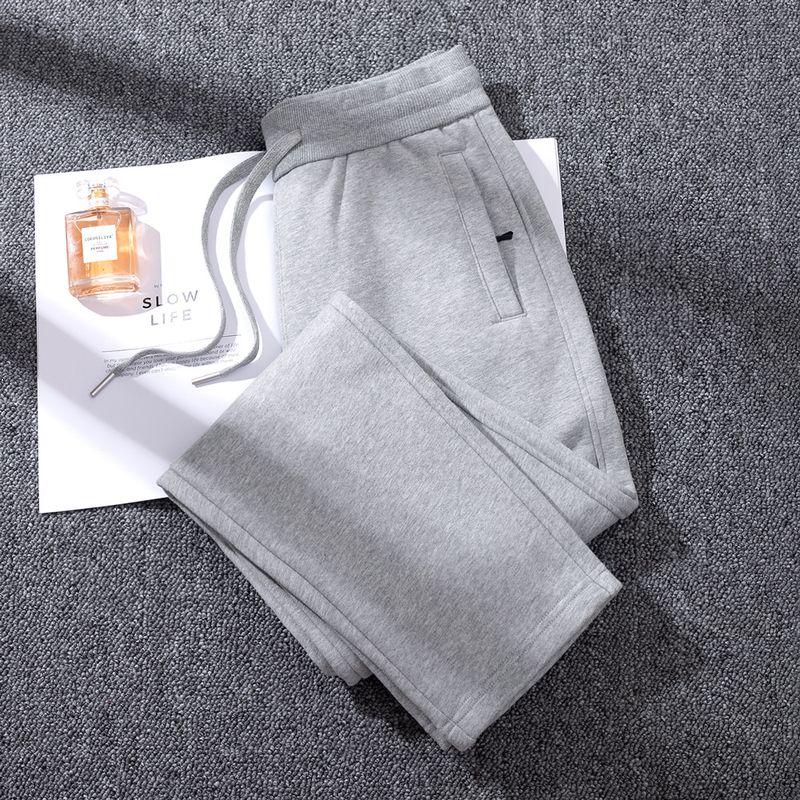 High-End Pure Cotton Spring & Fall Thin Sweatpants Heavy Weight Straight-Leg Pants Women's Pants Sports Pants Loose Casual Pants Zipper Light Pink
