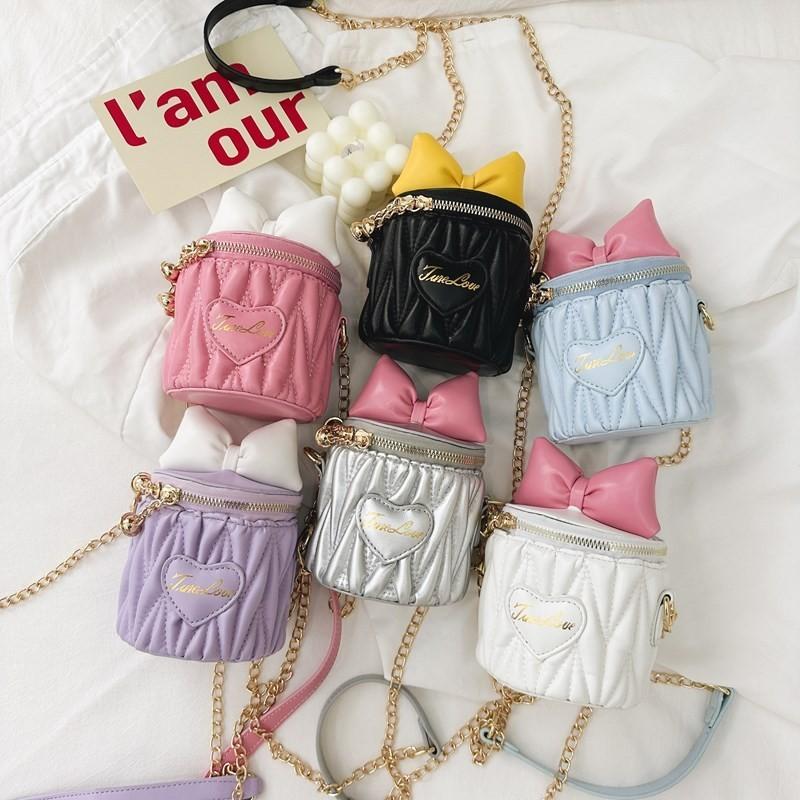 Children's Purse With Bow Detail Rhombus Chain Strap Mini Bag For Girls Summer New Stylish Shoulder Bag