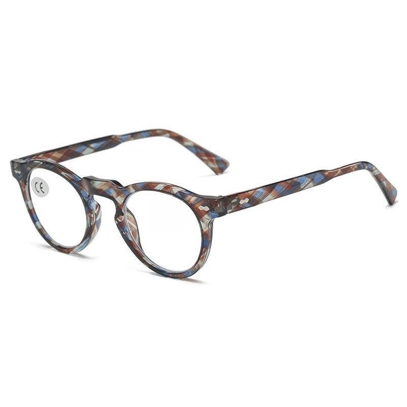 Small-Frame Round Blue Light-Blocking Presbyopia Glasses Men's and Women's Minimalist Versatile High-Definition Reading Glasses