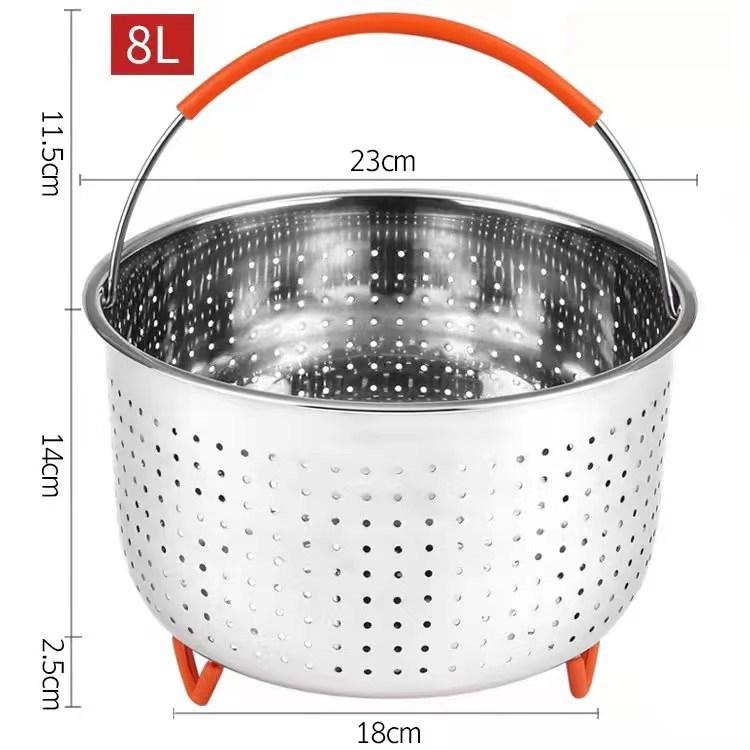304 Stainless Steel Rice Steaming Basket, Vegetable Washing Basket, Drain Device, Pressure Cooker, Steaming Basket with Food Grade Silicone Handle