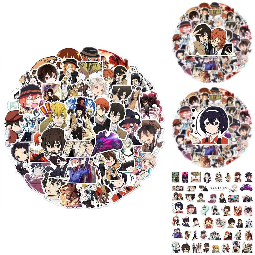 50pcs Bungo Stray Dogs Stickers Reusable Decor For Laptop Trolley Case Graffiti