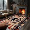 Southwestern Aztec Star Print Area Rug, Turquoise & Orange Tribal Design Non-Slip Floor Mat for Living Room Bedroom Home Decor