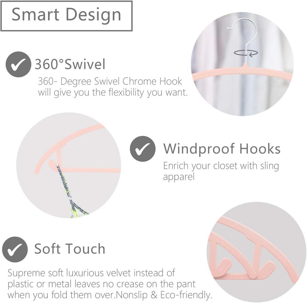 10 PCS No Shoulder Bump Velvet Hangers Non Slip Heavyduty Suit Hangers With Swivel Hooks,Space Saving Clothes Hangers for Coat