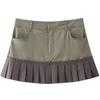 Fashion Style 2024 Spring New Arrival Women's Stylish High Waist Stitching Wide Pleated Mini Skirt Skirt 4661403