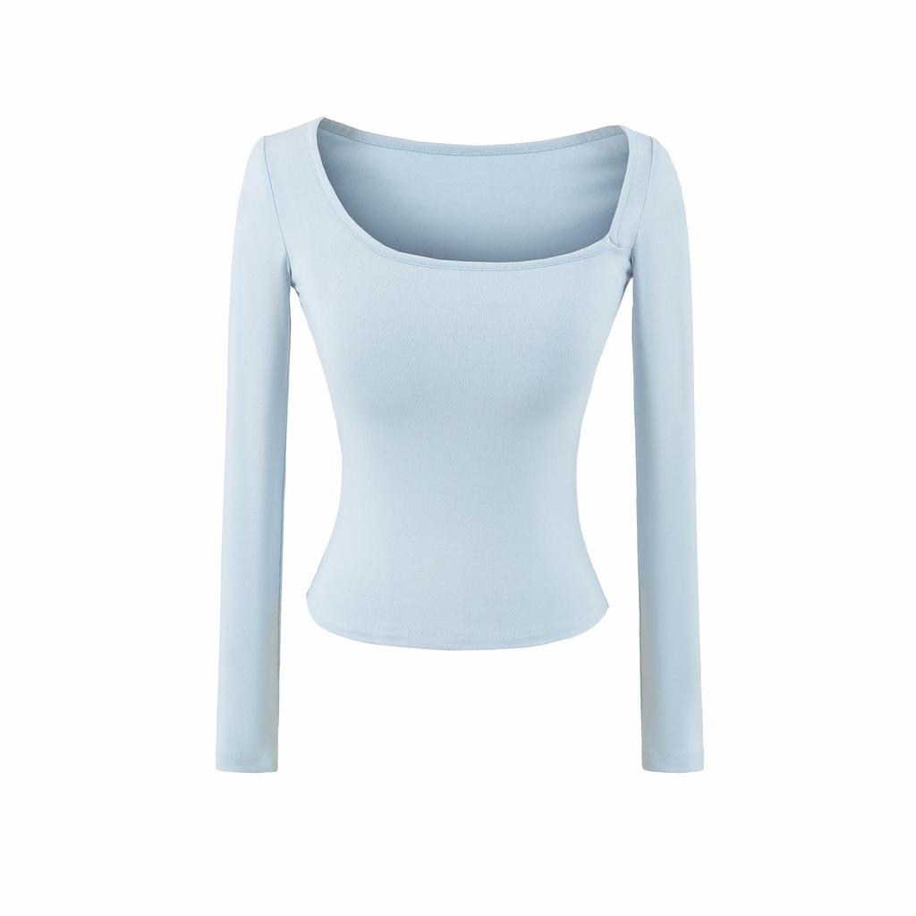 Women's One-Shoulder Long Sleeve Top with Built-in Bra - American Spicy Girl Design, Slim Fit, Autumn