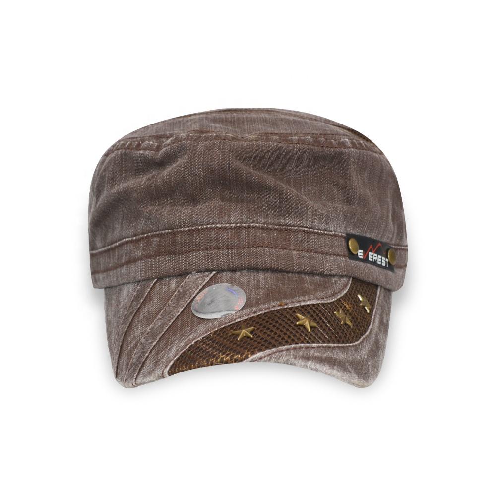 High Quality Outdoor Waterproof Flat-top Cap Anti-UV Pure Color Flat Top Worn-out Hat коричневый