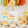 6pcs Here Comes The Sun Cake Topper Yellow Orange Blue Balls Cake Topper Here Comes The Son Baby Shower Boho Cake Decoration