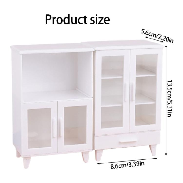 White Mini Cabinets 1/12 Scale Dollhouses Furniture Modern Kitchen Storage Shelves For Miniature Displays