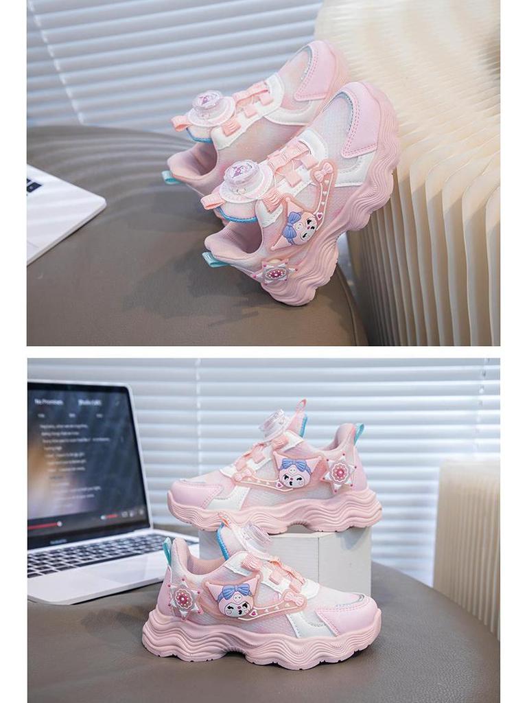 Kuromi Girls' Rotating Buckle Sport Shoes - Breathable & Stylish Soft Sole for Spring & Autumn 2025