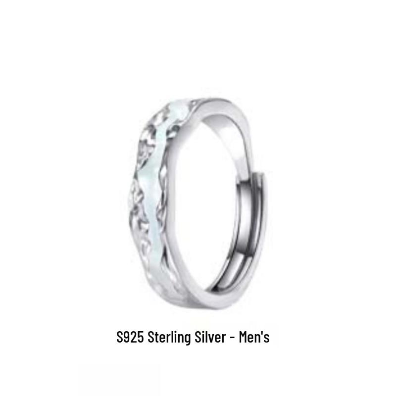 Sterling Silver Aurora Luminous Couple Rings for Men and Women Pair Enamel