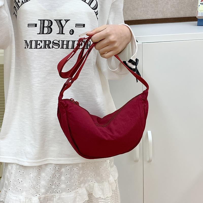 Solid Color Dumpling Bag Women's New Trendy Dumpling Bag Lightweight Shoulder Canvas Bag Satchel Bag Underarm Bag