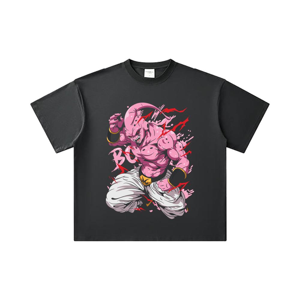 260 GSM Double Yarn 32 Count 100% Cotton Dragon Ball V13 Majin Buu Print Unisex Heavy Cotton T Shirt