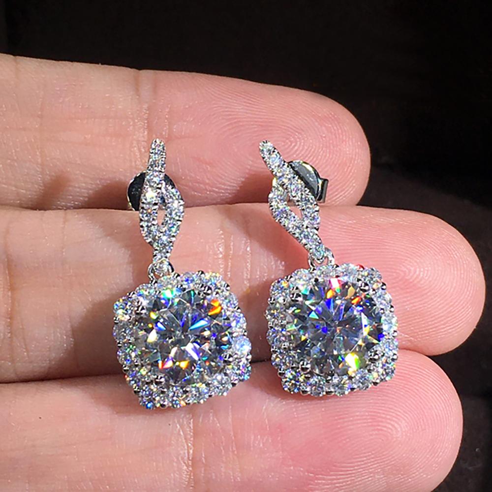 New able Square Pendant Earrings Brilliant Engagement Wedding Jewelry Elegant Women's Pendant Exquisite Gifts