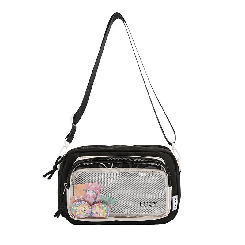 

High-value pain bag beautiful girl messenger bag versatile student bag sweet shoulder commuter girl casual through A87 чёрный