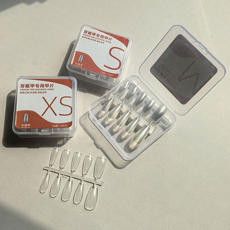 100 Buc. Unghii False Scurte Migdală Mate Transparente Perfecte Pentru Designul Unghiilor Și Extensii de Salon Perfecte Pentru Întâlniri Și Purtare Zilnică