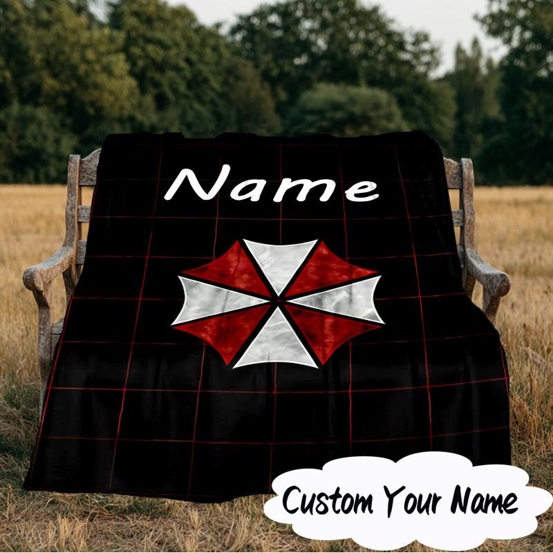 Custom Name Umbrella Resident Emblem Blanket Ideal Bedding Blanket Perfect for Travel, Camping, Living Rooms, Offices, Sofas, Fan Christmas gift