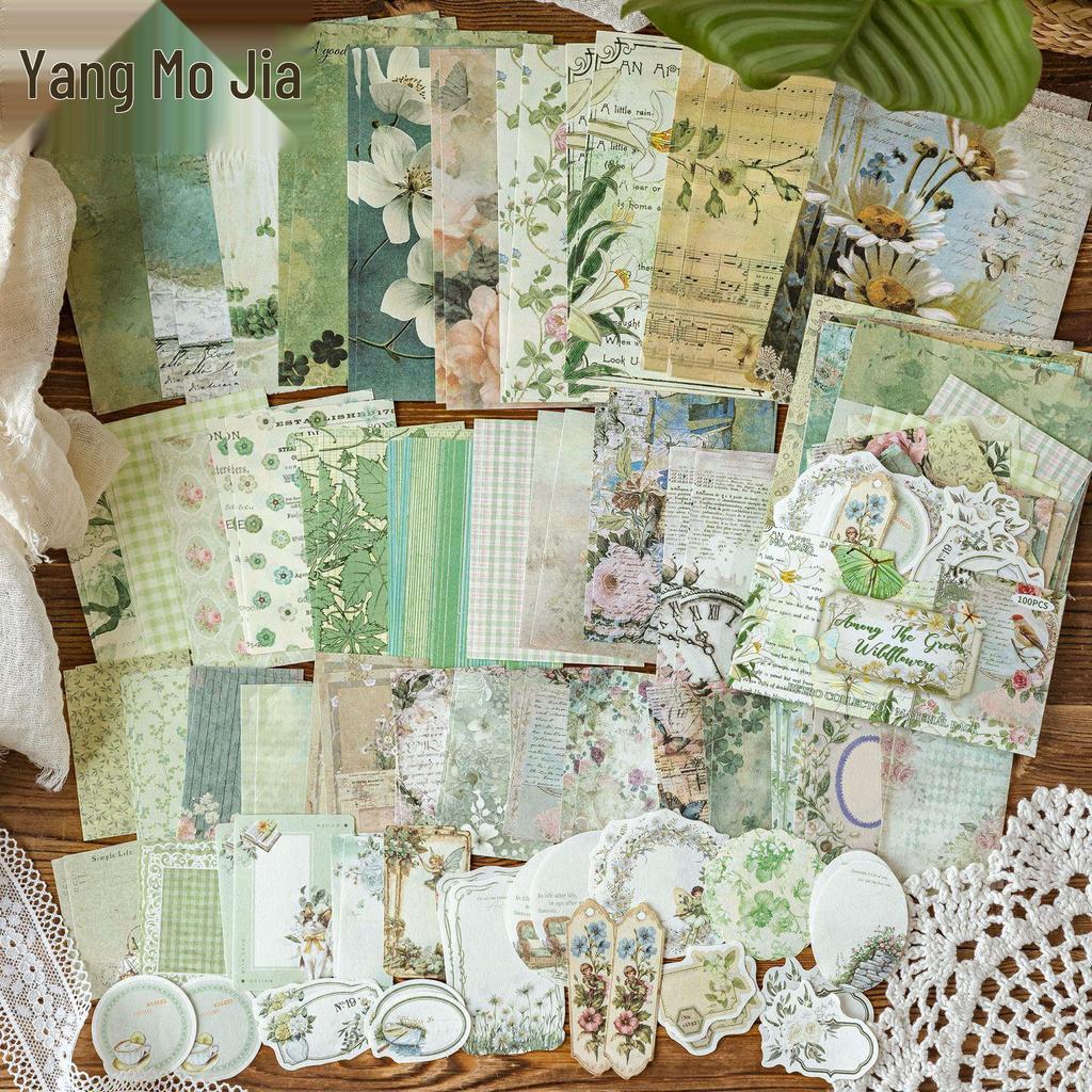 Mò Mò Retro Post Office Series Journal Material Pack: 100 Hollowed-out Pastoral Paper Sheets