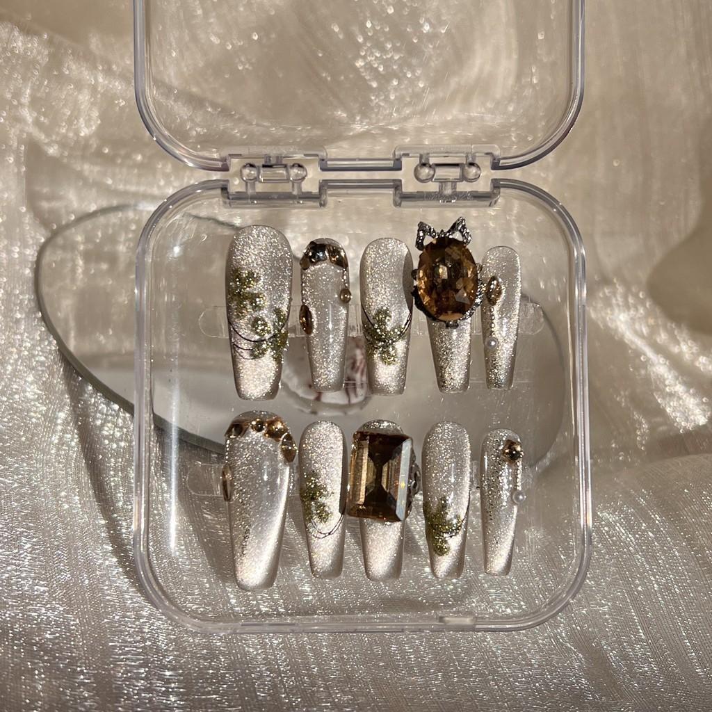 

Ногти с драгоценными камнями, искусственный маникюр, накладные ногти, многоразовые и съемные ногти S