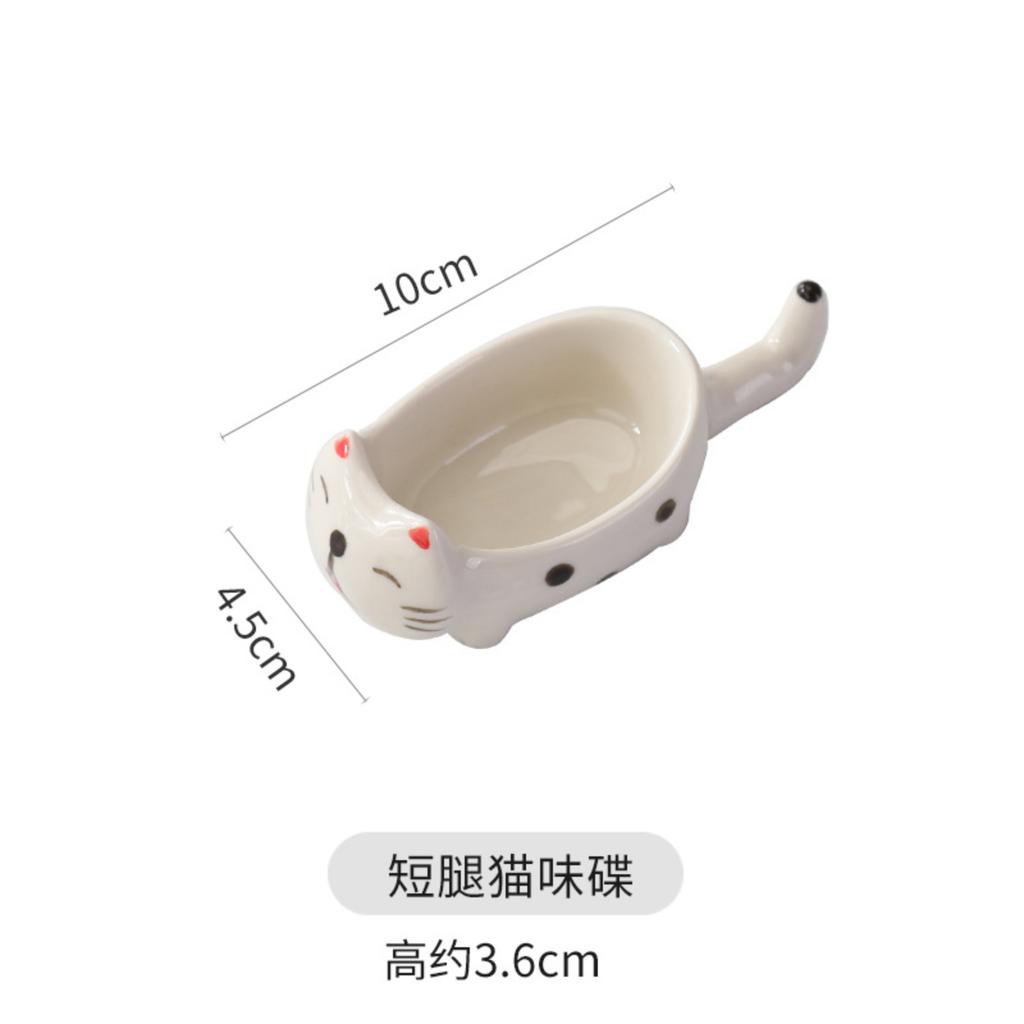 Adorable -Shaped Condiment Dish Homeware Ceramic Seasoning Dip Dish With Chopstick Rest Creative Underglaze-Decorated Cute Little Dish