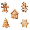 Handcrafted Wooden Christmas Figures 5Pcs/Set Gingerbread Man Tabletop Decor, Vintage Cookie Classic Holiday Theme Ornaments Shaped Ornament for Home