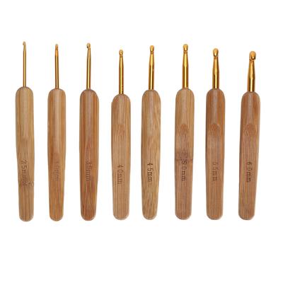 8pcs Crochet Hook Set 2.5mm To 6.0mm Bamboo Handle Crochet Needle Kit for Dreadlock Coaster Scarf